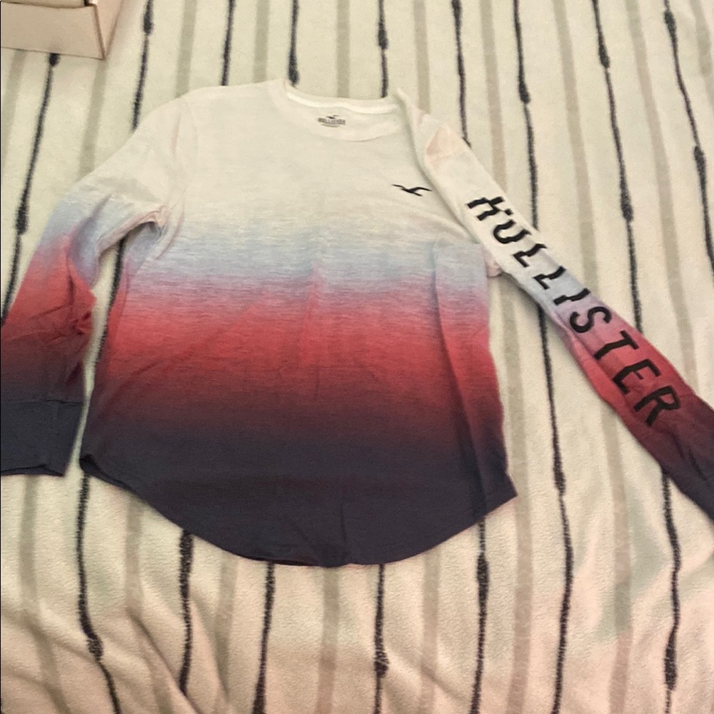 Hollister Gradient Long Sleeve Shirt - Red and Blue
